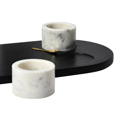 Storied Home Elegant Mango Wood Tray With 2-Piece Marble Bowls And A Gold Finish Stainless Steel Spoon, Multicolor 8 Storied Home Elegant Mango Wood Tray With 2-Piece Marble Bowls And A Gold Finish Stainless Steel Spoon, Multicolor - Image 6