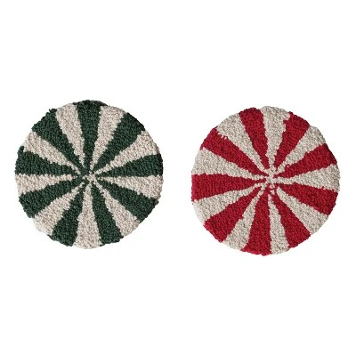 Storied Home 2-Piece Cotton Tufted Candy Striped Trivet, Multicolor 3 Storied Home 2-Piece Cotton Tufted Candy Striped Trivet, Multicolor
