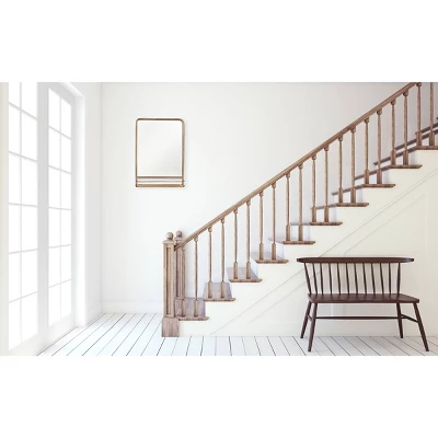 Metal Wall Mirror With Shelf Brass - Storied Home 6 Metal Wall Mirror With Shelf Brass - Storied Home - Image 4