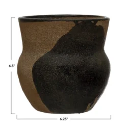 Storied Home Terra-cotta Planter With Design, Brown & Black (Holds 4" Pot)