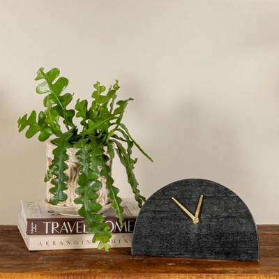 Storied Home Decorative Half Moon Marble Mantel Clock 4 Storied Home Decorative Half Moon Marble Mantel Clock - Image 2