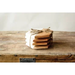 Storied Home Marble & Mango Wood Hexagon Coasters (Set Of 4 Pieces) -Interio Store GUEST 9e15c6c0 9392 419b a1c5 a64215f295dc