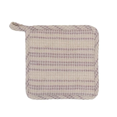 Storied Home Square Cotton Waffle Weave Potholder, Natural And Lilac Color 6 Storied Home Square Cotton Waffle Weave Potholder, Natural And Lilac Color - Image 4