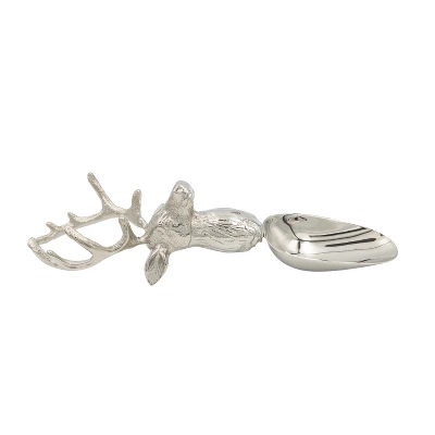 Storied Home Cast Aluminum And Stainless Steel Scoop With Deer Head Shaped Handle, Nickel Finish 3 Storied Home Cast Aluminum And Stainless Steel Scoop With Deer Head Shaped Handle, Nickel Finish
