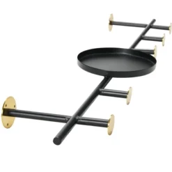 Storied Home Metal Wall Hook With 1 Shelf & 5 Hooks, Black & Brass Finish -Interio Store GUEST 9f677445 8e76 4365 9ba5 667d252df400