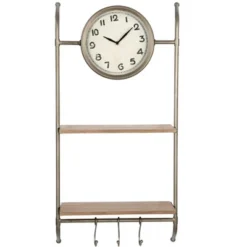 Wall Clock With 2 Shelves & 3 Hooks -Interio Store GUEST a0413074 473d 4219 8f0b d99e0eba4d15