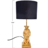 Storied Home Resin Lion Table Lamp With Black Linen Shade, Gold Finish
