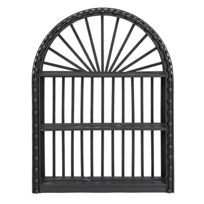 Storied Home Arched Bamboo And Wood Wall Shelf, Black 6 Storied Home Arched Bamboo And Wood Wall Shelf, Black - Image 4