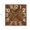 Storied Home Farmhouse Square Herringbone Wood Inlay And Metal Wall Clock, Distressed Brown -Interio Store GUEST a751394b b8b7 4c9b 958d 8c1f2ad15174