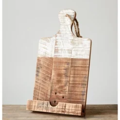 Storied Home Distressed White Dipped Wood Tablet Holder