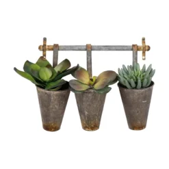 Metal Wall Rack With 3 Tin Pots - Storied Home -Interio Store GUEST a87b4d68 c213 4600 85fb 586fd98a30b8