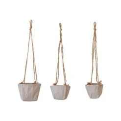 Storied Home Round Jute And Cotton Hanging Planters, Natural, Set Of 3 -Interio Store GUEST aafe67e1 fe22 4608 a7ea 7dc0344bbad7