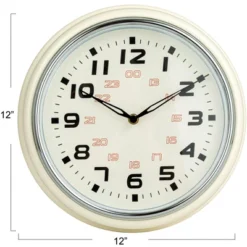 Storied Home Chic Round Wall Clock, Cream