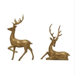 Storied Home Resin Deer, Gold, Set Of 2 Styles