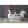 Storied Home Stoneware Rooster Container: Farmhouse Style Animal Figurine, Stone Material, Indoor Decor
