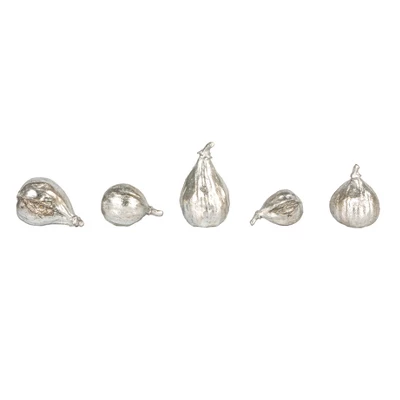 Storied Home Decorative Resin Figs, Silver Finish, Set Of 5 6 Storied Home Decorative Resin Figs, Silver Finish, Set Of 5 - Image 4