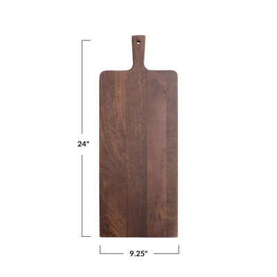 Storied Home Mango Wood Cheese/Cutting Board With Handle, Walnut Finish 3 Storied Home Mango Wood Cheese/Cutting Board With Handle, Walnut Finish