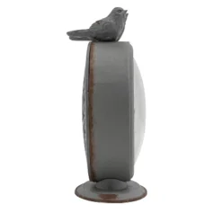 Storied Home Decorative Pewter Mantel Clock With Bird, Grey -Interio Store GUEST b25461a4 fd72 4b17 9e24 b412c09d38e5