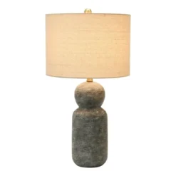 Storied Home 14" Round Stoneware Desk Lamp: Ceramic Office Light, ETL & UL Listed, Linen Shade -Interio Store GUEST b404f598 1117 40c6 a33e e423cb5c57eb