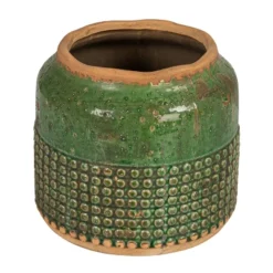 Storied Home Round Terra-cotta Hobnail Planter Vase With Heavily Distressed Finish 15 Storied Home Round Terra-cotta Hobnail Planter Vase With Heavily Distressed Finish -Interio Store GUEST b44bea53 71c1 4837 b72d 6c7dd78790ef