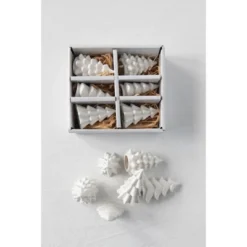 Storied Home Stoneware Trees, White, Boxed Set Of 6