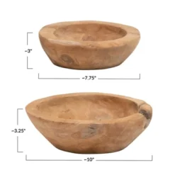 Storied Home Teakwood Bowls, Set Of 2 (Each One Will Vary)