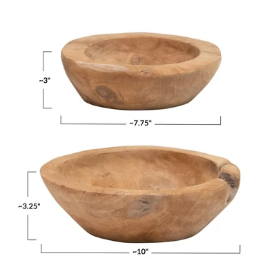 Storied Home Teakwood Bowls, Set Of 2 (Each One Will Vary) 3 Storied Home Teakwood Bowls, Set Of 2 (Each One Will Vary)