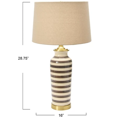 Storied Home 29" H Striped Ceramic And Metal Desk Lamp 3 Storied Home 29" H Striped Ceramic And Metal Desk Lamp