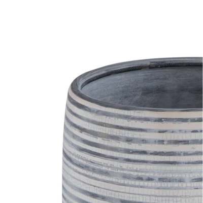 Stoneware Planter Gray And White Striped - Storied Home 4 Stoneware Planter Gray And White Striped - Storied Home - Image 2