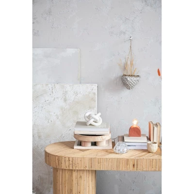 Storied Home Decorative Interlocking Marble Chain With 3 Links, White 4 Storied Home Decorative Interlocking Marble Chain With 3 Links, White - Image 2