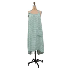Storied Home Gingham Woven Linen & Cotton Apron, Aqua -Interio Store GUEST ba2b1cee 7cf5 40d5 b97d f67fc0cdeb5b