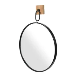 Round Metal Framed Wall Mirror With Wood/Metal Bracket Black - Storied Home -Interio Store GUEST ba2ee209 7001 493d 8db2 b3d5deb96cb4
