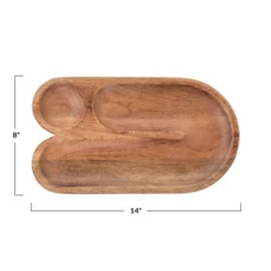 Storied Home Mango Wood Sectioned Tray, U-Shaped