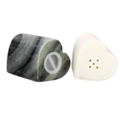 Storied Home Heart-Shaped Marble Salt And Pepper Shakers, Set Of 2, Grey And White -Interio Store GUEST bbe63bd8 58e9 48e3 8e7e 17bc1852a670