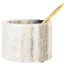 Storied Home Marble Salt Cellar With Brass Spoon, Black -Interio Store GUEST c1dffa12 f9c2 423b bfa0 2c92d5a15958