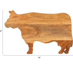 Storied Home Acacia Wood Cow Shaped Cheese/Cutting Board, Natural