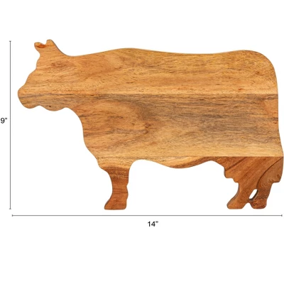 Storied Home Acacia Wood Cow Shaped Cheese/Cutting Board, Natural 3 Storied Home Acacia Wood Cow Shaped Cheese/Cutting Board, Natural