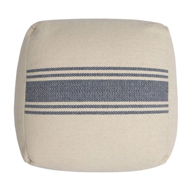 Storied Home Striped Square Canvas Pouf Blue: Cotton Upholstery, Adult Use, No Assembly Required 7 Storied Home Striped Square Canvas Pouf Blue: Cotton Upholstery, Adult Use, No Assembly Required - Image 5