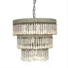 3-Tier Round Metal Chandelier With 3 Lights And Hanging Wood Beads Cream - Storied Home -Interio Store GUEST c31d8d5f 244d 412c 808b 3f7ebb89439c