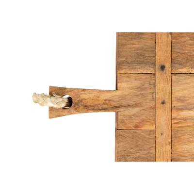 Storied Home Mango Wood Serve Board With Rope On Handle, Natural 8 Storied Home Mango Wood Serve Board With Rope On Handle, Natural - Image 6