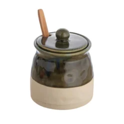 Storied Home Stoneware Sugar Pot With Lid And Wood Spoon -Interio Store GUEST c3fb838b f3a8 4d21 9f5e 2c074245fabe