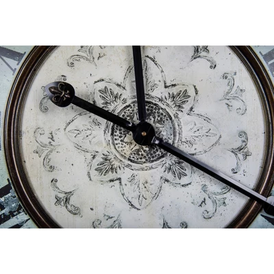 Storied Home Decorative Round Wood Wall Clock With Distressed Finish, Mint Green 7 Storied Home Decorative Round Wood Wall Clock With Distressed Finish, Mint Green - Image 5