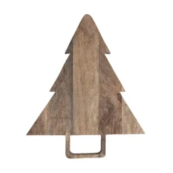 Storied Home Mango Wood Tree-Shaped Cheese/Cutting Board With Handle, Natural