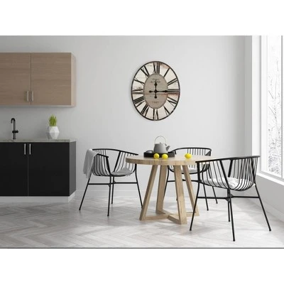 29" Oval Distressed Wood Wall Clock White/Black - Storied Home 6 29" Oval Distressed Wood Wall Clock White/Black - Storied Home - Image 4