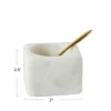 Storied Home Square Marble Bowl With Brass Spoon, White -Interio Store GUEST c7e3c871 859a 42d7 a49b 271ad6bf40fd