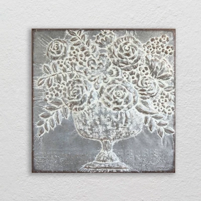 Square Metal Floral Bouquets Wall Décor - Storied Home 6 Square Metal Floral Bouquets Wall Décor - Storied Home - Image 4