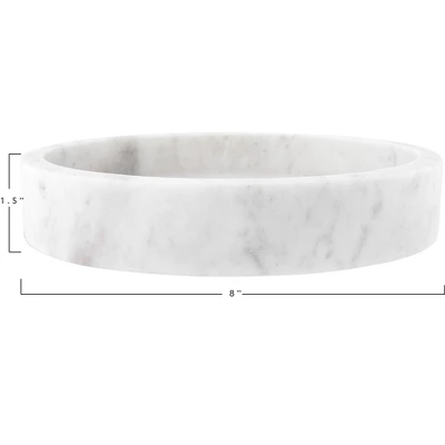 Storied Home Minimalist Round Carved Marble Tray Or Charcuterie Board, White 4 Storied Home Minimalist Round Carved Marble Tray Or Charcuterie Board, White - Image 2