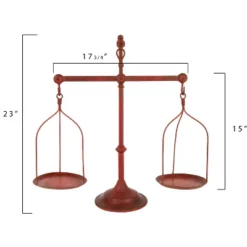 Storied Home Red Decorative Antique Iron Balance Scale With Bird
