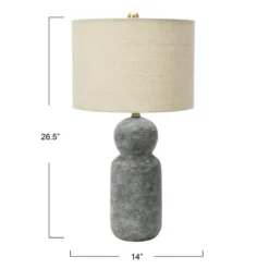 Storied Home 14" Round Stoneware Desk Lamp: Ceramic Office Light, ETL & UL Listed, Linen Shade -Interio Store GUEST ca885f4a f00b 452d a6cf 8d8c85ccc434