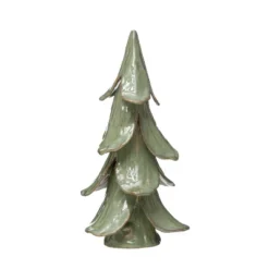 Storied Home Handmade Stoneware Tree, Mint, Reactive Glaze Finish